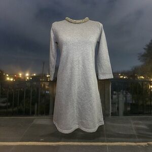 Dress Gallery Jeweled Crew Neck Sweatshirt Dress